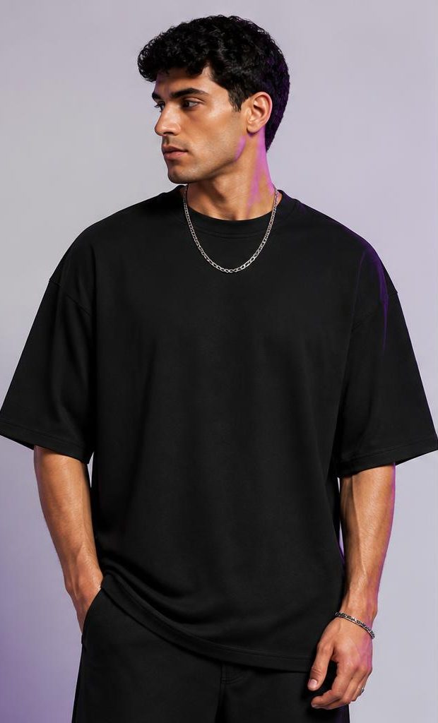 ZYKAA Static Noise Oversized Tee in Jet Black