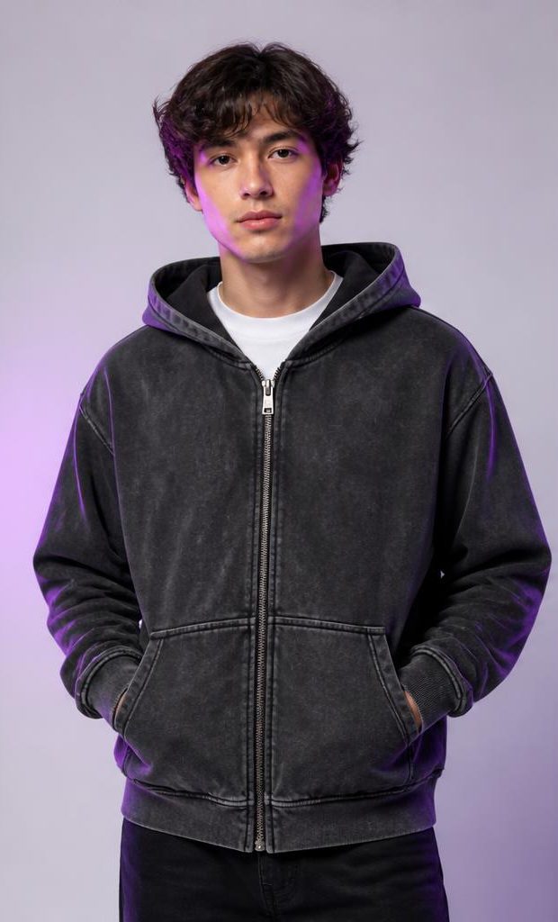 ZYKAA After Dark Washed Hoodie in Washed Charcoal