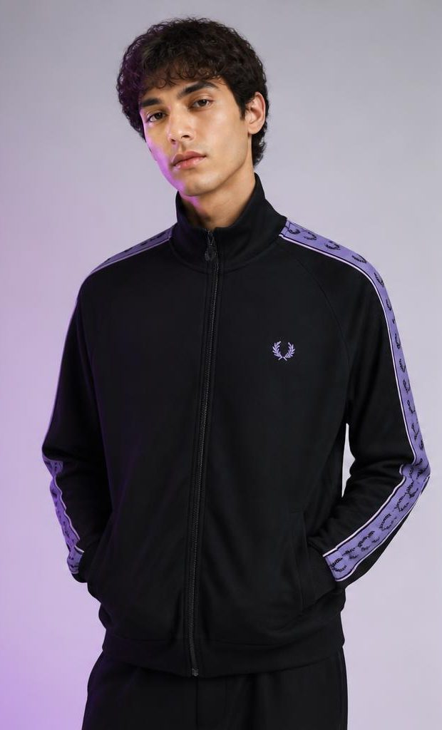 ZYKAA Pulse Track Jacket in Black / Lilac