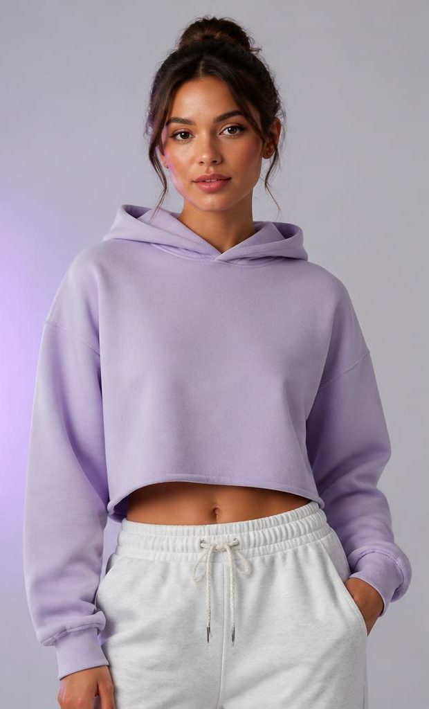 ZYKAA Halo Cropped Hoodie in Lilac