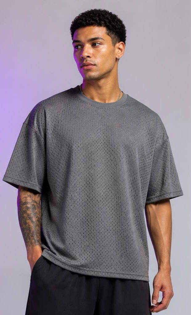 ZYKAA Signal Mesh Tee in Steel