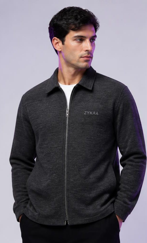 ZYKAA Loop Zip Overshirt in Charcoal